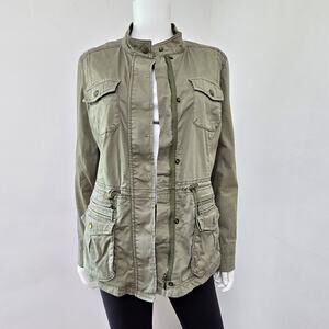 L.L. Bean Jacket Womens Small Freeport Field Utility Olive Fleece Lined Cargo